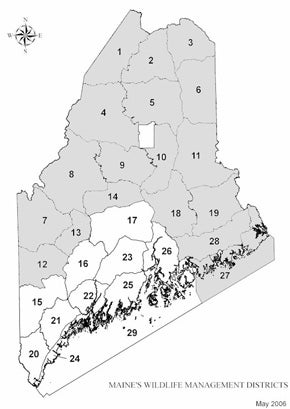 Maine Wildlife Management Districts Bucks Only for 2008