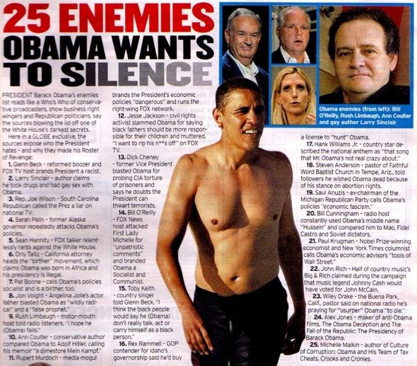 Globe's list of top 25 people President Obama doesn't like.