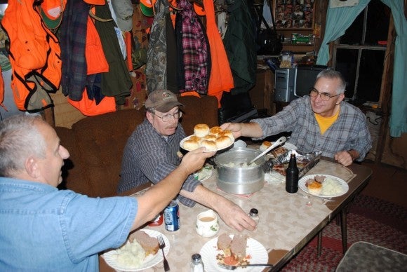 Eating Dinner at a Maine hunting camp