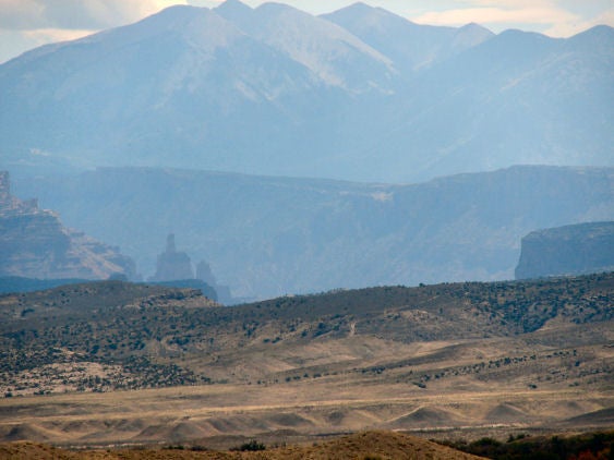 Looking south from Green River toward Moab, Utah. Canyonlands